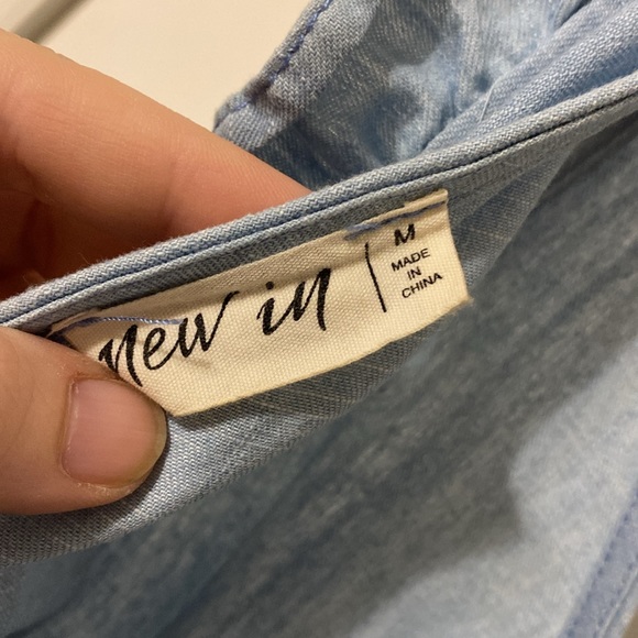 "New In" Surplice Ruffle Romper in Blue Denim Wash - Picture 10 of 13